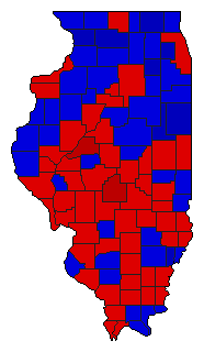 1972 Illinois County Map of General Election Results for Secretary of State