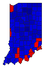 1972 Indiana County Map of General Election Results for Governor