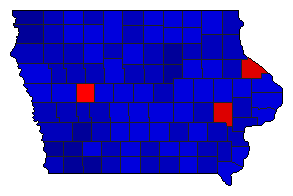 1972 Iowa County Map of General Election Results for President