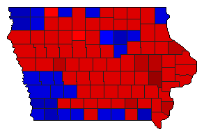1972 Iowa County Map of General Election Results for Senator