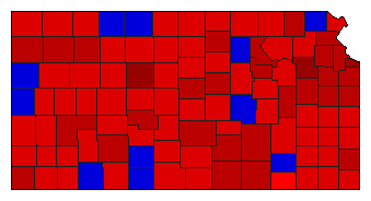 1972 Kansas County Map of General Election Results for Governor