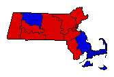 1972 Massachusetts County Map of General Election Results for President