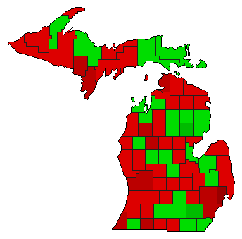 1972 Michigan County Map of General Election Results for Initiative