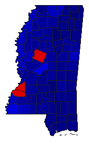 1972 Mississippi County Map of General Election Results for President