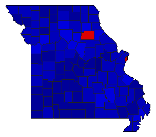 1972 Missouri County Map of General Election Results for President
