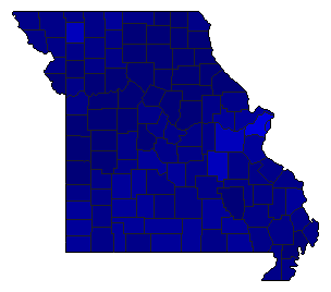 1972 Missouri County Map of Republican Primary Election Results for Governor