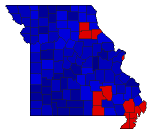 1972 Missouri County Map of General Election Results for Attorney General