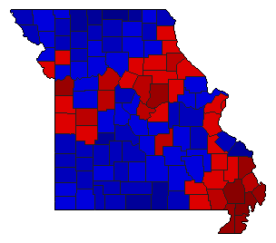 1972 Missouri County Map of Democratic Primary Election Results for Attorney General
