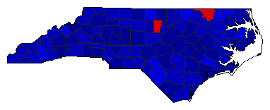 1972 North Carolina County Map of General Election Results for President