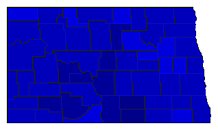 1972 North Dakota County Map of General Election Results for Secretary of State