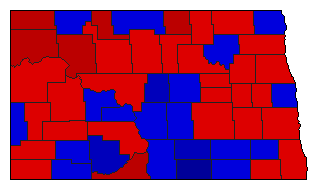 1972 North Dakota County Map of General Election Results for State Treasurer