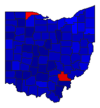 1972 Ohio County Map of General Election Results for President