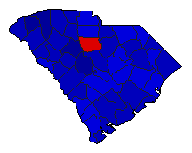1972 South Carolina County Map of General Election Results for Senator