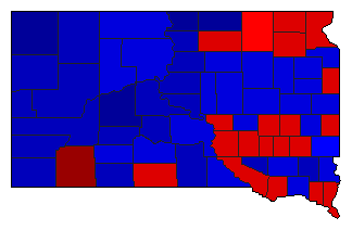 1972 South Dakota County Map of General Election Results for President
