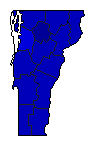 1972 Vermont County Map of General Election Results for President