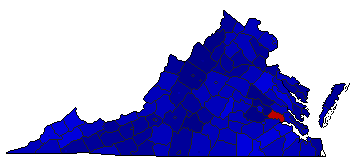 1972 Virginia County Map of General Election Results for President
