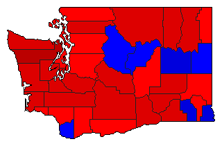 1972 Washington County Map of Democratic Primary Election Results for Governor