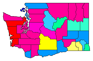 1972 Washington County Map of Open Primary Election Results for Governor