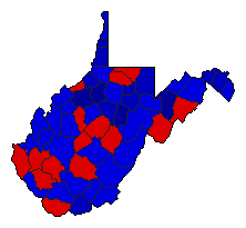 1972 West Virginia County Map of General Election Results for Governor