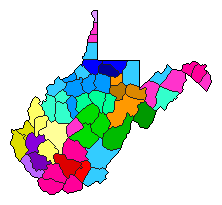 1972 West Virginia County Map of Democratic Primary Election Results for Secretary of State