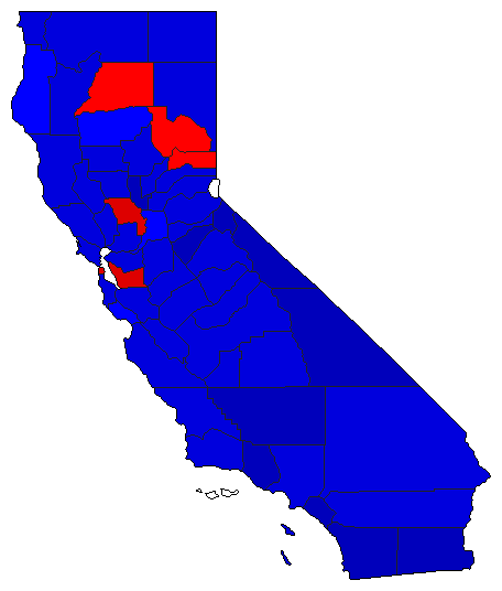 1972 California County Map of General Election Results for President