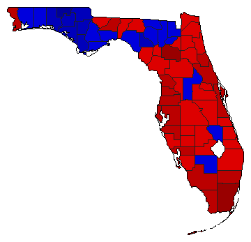 1974 Florida County Map of General Election Results for Governor