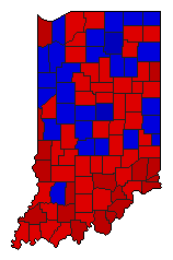 1974 Indiana County Map of General Election Results for State Auditor
