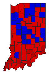 1974 Indiana County Map of General Election Results for Secretary of State