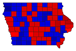 1974 Iowa County Map of General Election Results for Senator