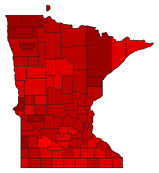 1974 Minnesota County Map of General Election Results for Governor