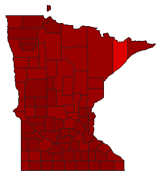 1974 Minnesota County Map of Democratic Primary Election Results for Governor