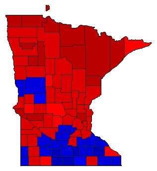 1974 Minnesota County Map of General Election Results for Secretary of State