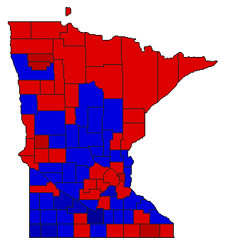 1974 Minnesota County Map of Democratic Primary Election Results for Secretary of State