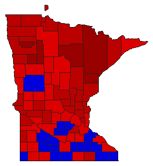 1974 Minnesota County Map of General Election Results for State Treasurer