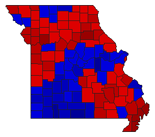 1974 Missouri County Map of General Election Results for State Auditor