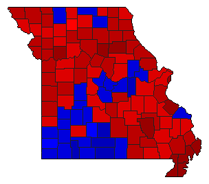 1974 Missouri County Map of General Election Results for Senator