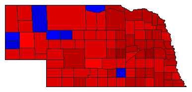 1974 Nebraska County Map of General Election Results for Governor