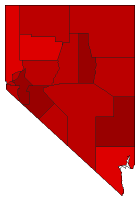 1974 Nevada County Map of Democratic Primary Election Results for Senator