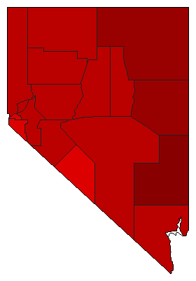 1974 Nevada County Map of General Election Results for Governor