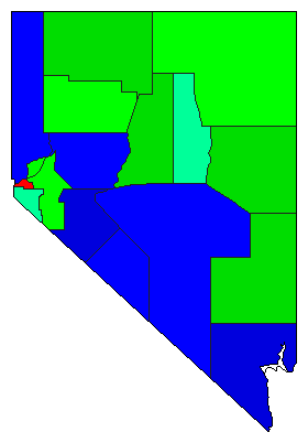 1974 Nevada County Map of Republican Primary Election Results for Secretary of State