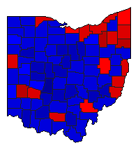 1974 Ohio County Map of General Election Results for Governor