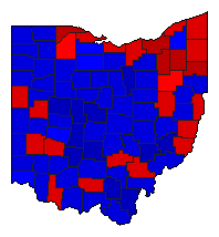 1974 Ohio County Map of General Election Results for Lt. Governor