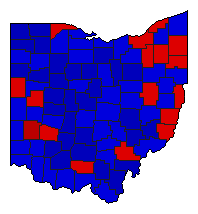 1974 Ohio County Map of General Election Results for Secretary of State
