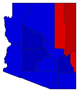 1974 Arizona County Map of General Election Results for Senator