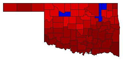 1974 Oklahoma County Map of General Election Results for Governor