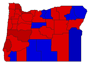 1974 Oregon County Map of General Election Results for Governor