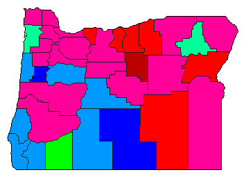 1974 Oregon County Map of Democratic Primary Election Results for Governor
