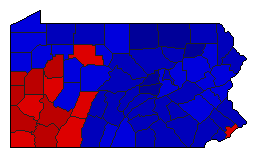 1974 Pennsylvania County Map of General Election Results for Senator