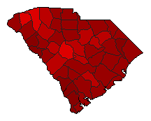 1974 South Carolina County Map of General Election Results for Senator