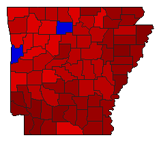 1974 Arkansas County Map of General Election Results for Governor
